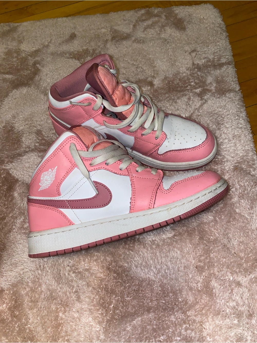 Nike Kids' Pink and White High-Top Sneakers